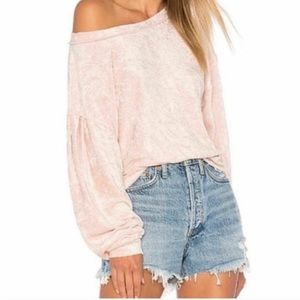 WE THE FREE - Pink Crushed Velvet Oversized Top